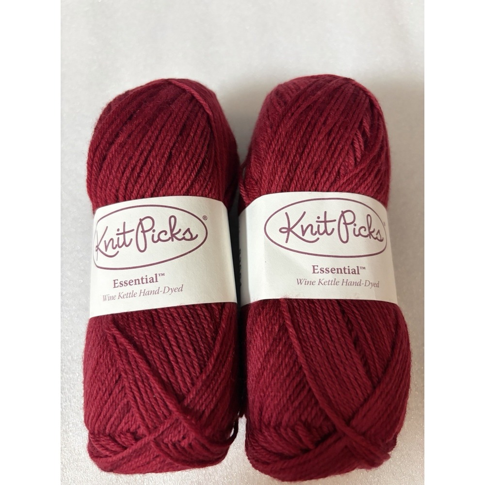 Knit Picks Essential Wine Kettle Hand Dyed Yarn 2 Skeins Merino Wool Fingering